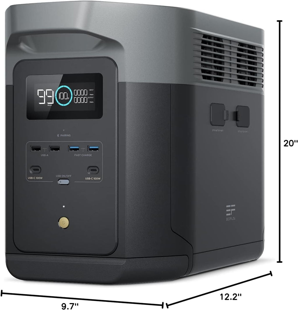 EF ECOFLOW Portable Power Station DELTA 2 Max delivers 2400W of reliable power with a 2048Wh lithium iron phosphate (LFP) battery