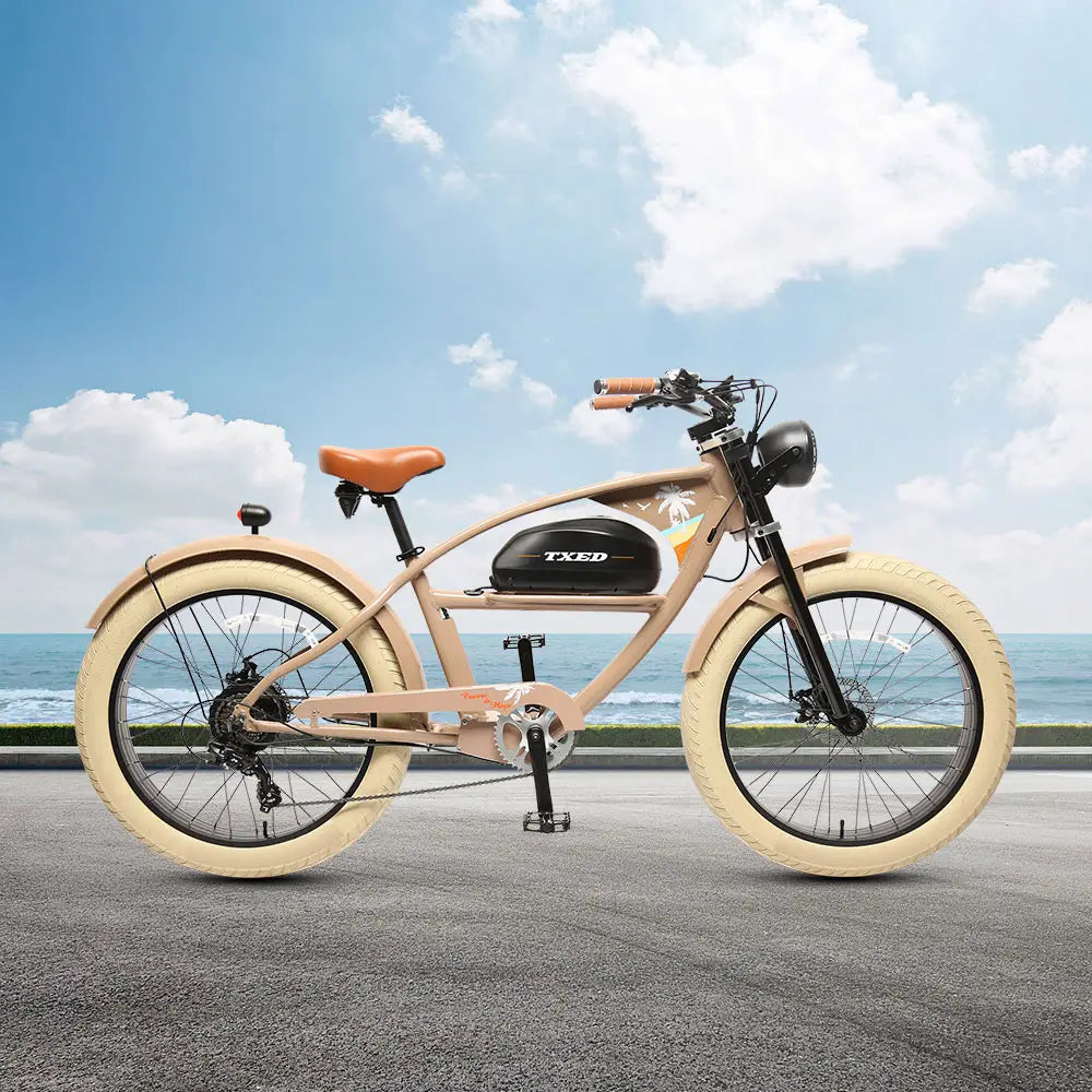 Unique Design 48v 250w Battery E Beach Cruiser Bicycle Electric Bike 26Inch Fat Tire Electric Chopper Bike