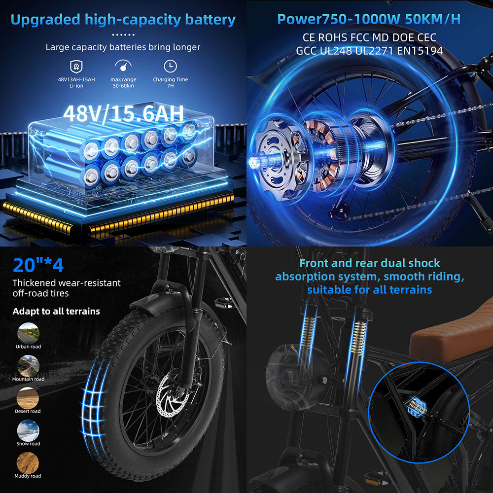 Hot Sales Super Model Adult Electric Mountain Bike 15.6Ah Battery 20 Durable Wheel Powerful Lithium Battery Electric Bicycle Available For Sale